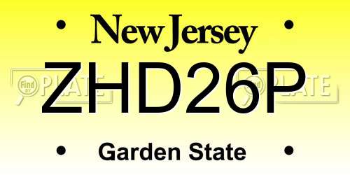 ZHD26P New Jersey License Plate