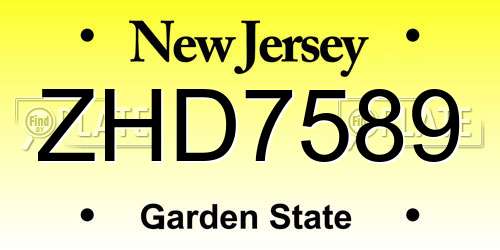 ZHD7589 New Jersey License Plate