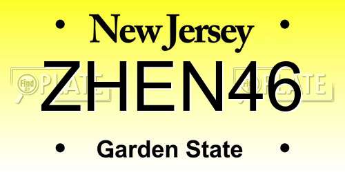 ZHEN46 New Jersey License Plate