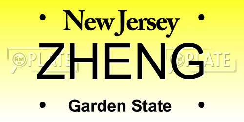 ZHENG New Jersey License Plate