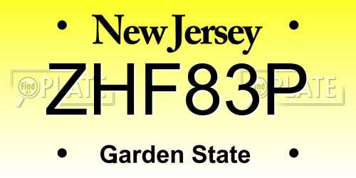 ZHF83P New Jersey License Plate