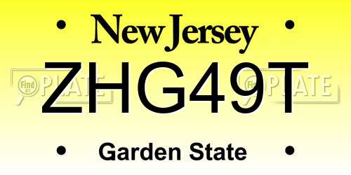 ZHG49T New Jersey License Plate