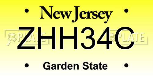 ZHH34C New Jersey License Plate