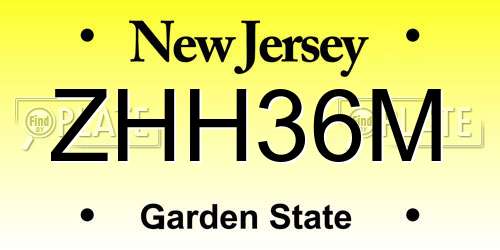 ZHH36M New Jersey License Plate