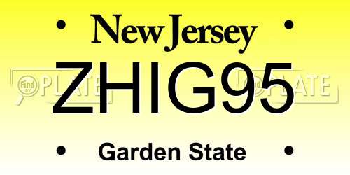 ZHIG95 New Jersey License Plate