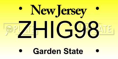 ZHIG98 New Jersey License Plate