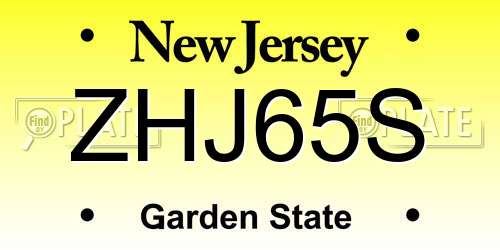ZHJ65S New Jersey License Plate