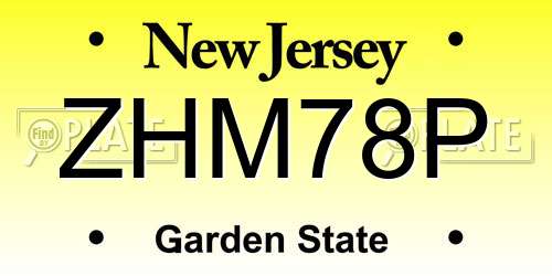 ZHM78P New Jersey License Plate