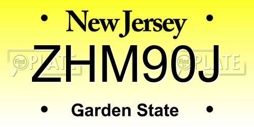 ZHM90J New Jersey License Plate