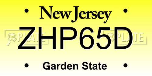 ZHP65D New Jersey License Plate