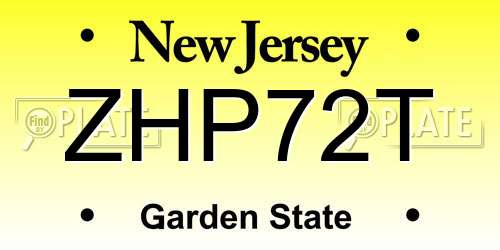 ZHP72T New Jersey License Plate