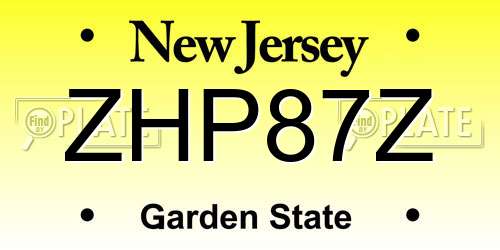 ZHP87Z New Jersey License Plate