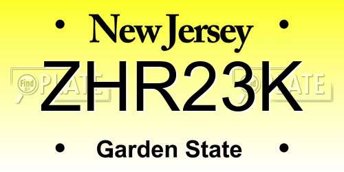ZHR23K New Jersey License Plate