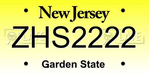 ZHS2222 New Jersey License Plate