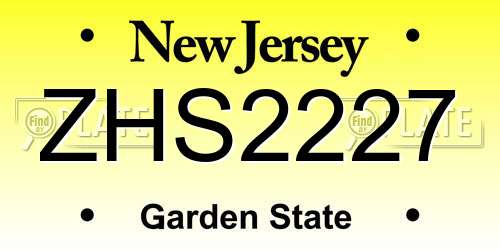 ZHS2227 New Jersey License Plate