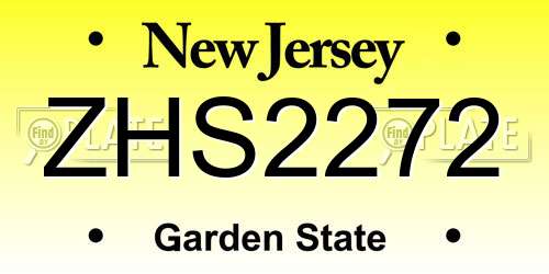 ZHS2272 New Jersey License Plate
