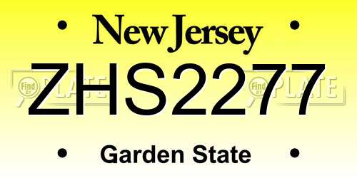 ZHS2277 New Jersey License Plate