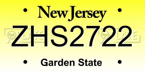 ZHS2722 New Jersey License Plate