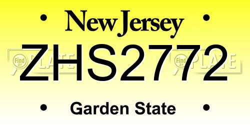 ZHS2772 New Jersey License Plate