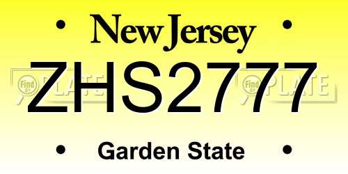 ZHS2777 New Jersey License Plate