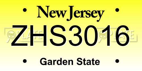 ZHS3016 New Jersey License Plate
