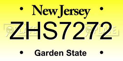 ZHS7272 New Jersey License Plate
