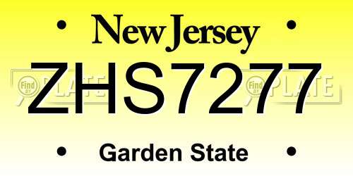 ZHS7277 New Jersey License Plate