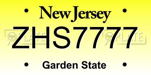 ZHS7777 New Jersey License Plate
