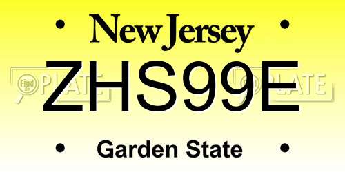 ZHS99E New Jersey License Plate