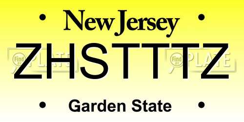 ZHSTTTZ New Jersey License Plate