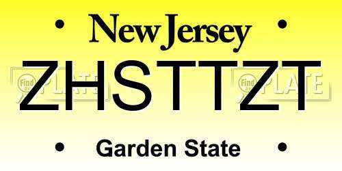 ZHSTTZT New Jersey License Plate