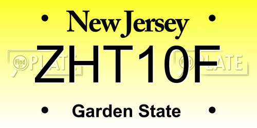 ZHT10F New Jersey License Plate