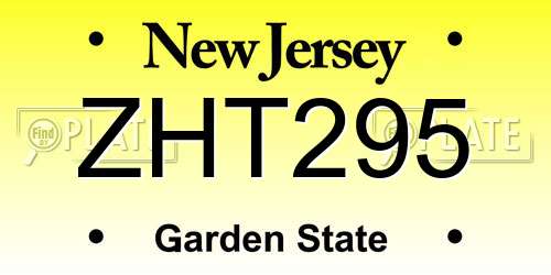 ZHT295 New Jersey License Plate