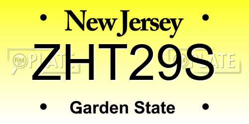 ZHT29S New Jersey License Plate