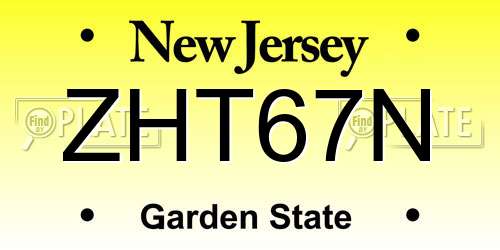 ZHT67N New Jersey License Plate
