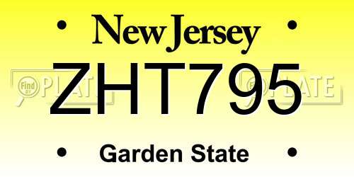 ZHT795 New Jersey License Plate