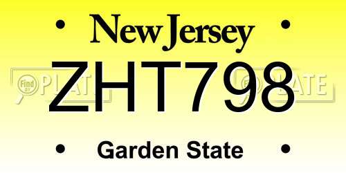 ZHT798 New Jersey License Plate
