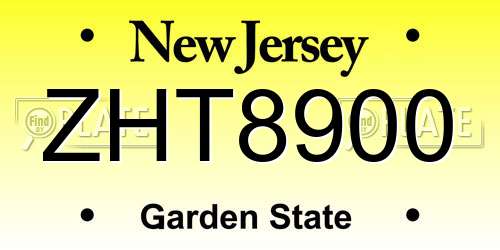 ZHT8900 New Jersey License Plate