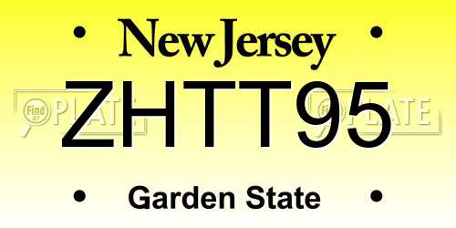 ZHTT95 New Jersey License Plate