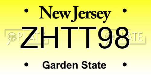 ZHTT98 New Jersey License Plate