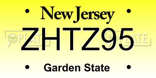 ZHTZ95 New Jersey License Plate