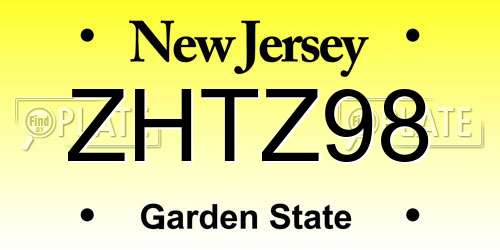 ZHTZ98 New Jersey License Plate