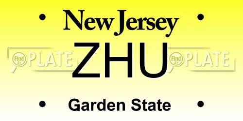 ZHU New Jersey License Plate