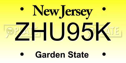 ZHU95K New Jersey License Plate