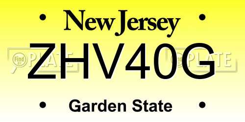 ZHV40G New Jersey License Plate