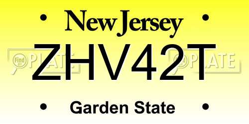 ZHV42T New Jersey License Plate