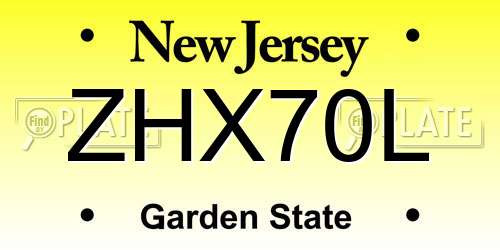 ZHX70L New Jersey License Plate