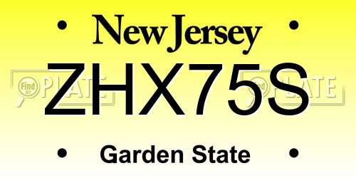 ZHX75S New Jersey License Plate