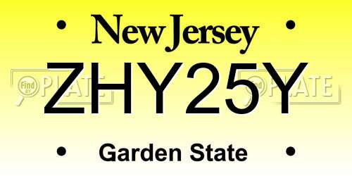 ZHY25Y New Jersey License Plate