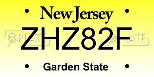 ZHZ82F New Jersey License Plate
